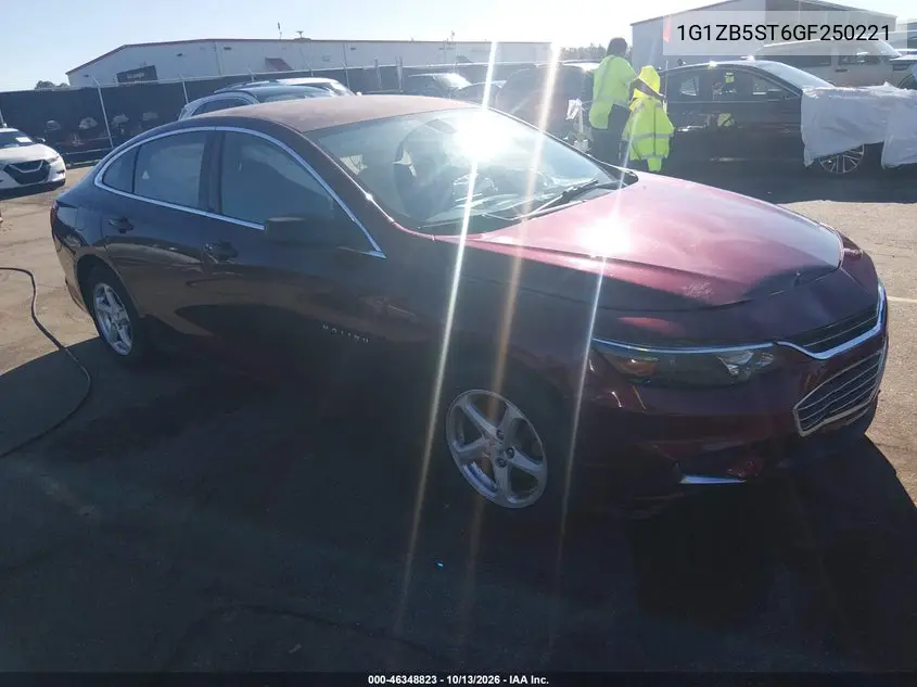 CHEVROLET MALIBU 2016, VIN 1G1ZB5ST6GF250221