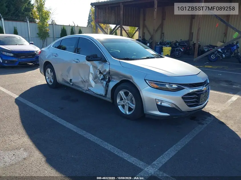 CHEVROLET MALIBU 2021, VIN 1G1ZB5ST7MF089258