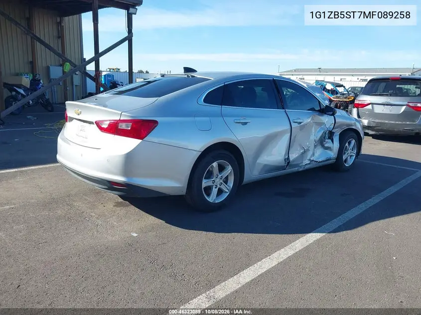 2021 CHEVROLET MALIBU VIN 1G1ZB5ST7MF089258 — фото 4