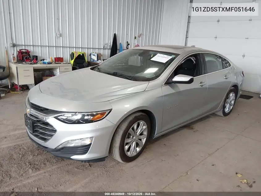 2021 CHEVROLET MALIBU VIN 1G1ZD5STXMF051646 — фото 2
