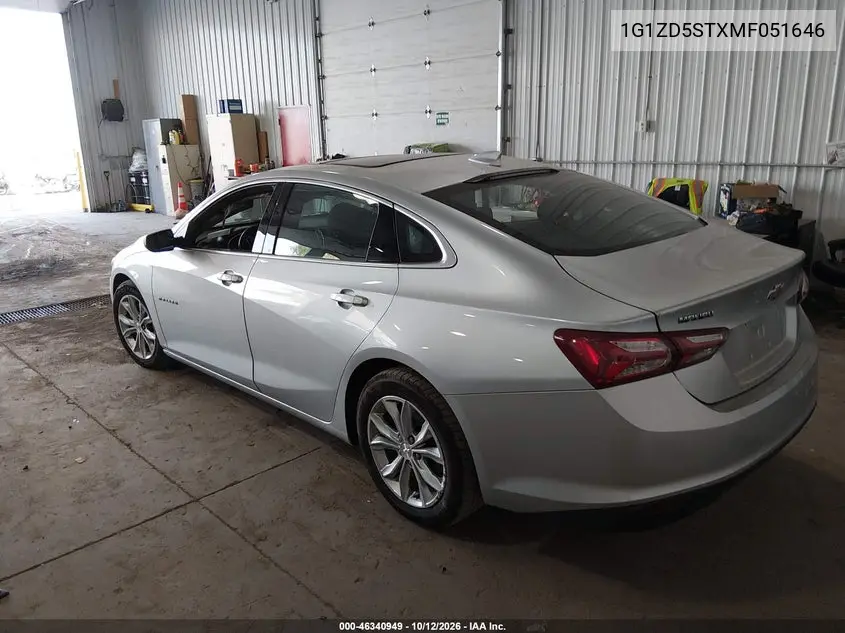 2021 CHEVROLET MALIBU VIN 1G1ZD5STXMF051646 — фото 3