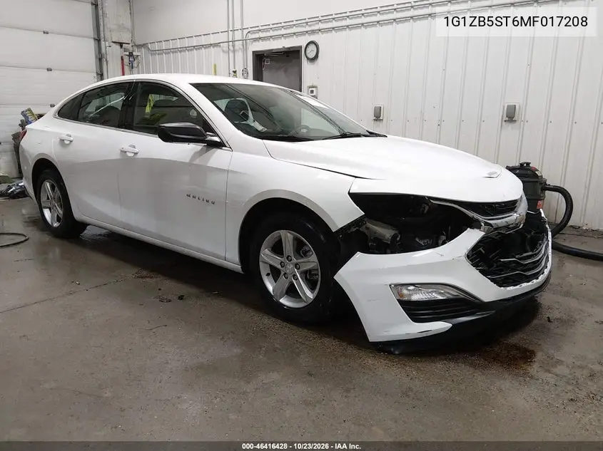 CHEVROLET MALIBU 2021, VIN 1G1ZB5ST6MF017208