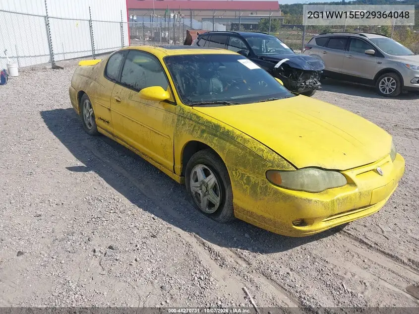 CHEVROLET MONTE CARLO 2002, VIN 2G1WW15E929364048