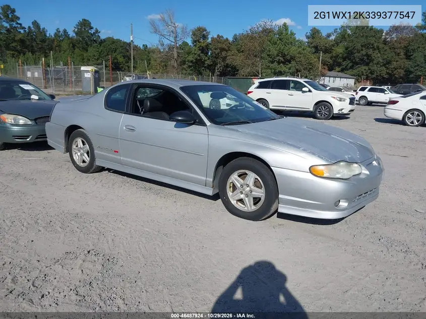 CHEVROLET MONTE CARLO 2003, VIN 2G1WX12K339377547