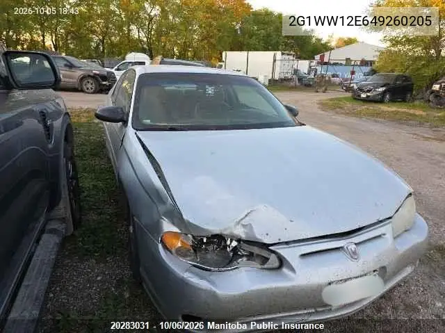 2004 CHEVROLET MONTE CARLO VIN 2G1WW12E649260205 — фото 3