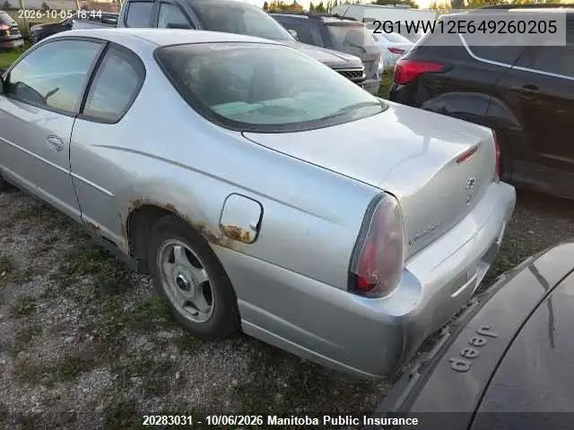 2004 CHEVROLET MONTE CARLO VIN 2G1WW12E649260205 — фото 4