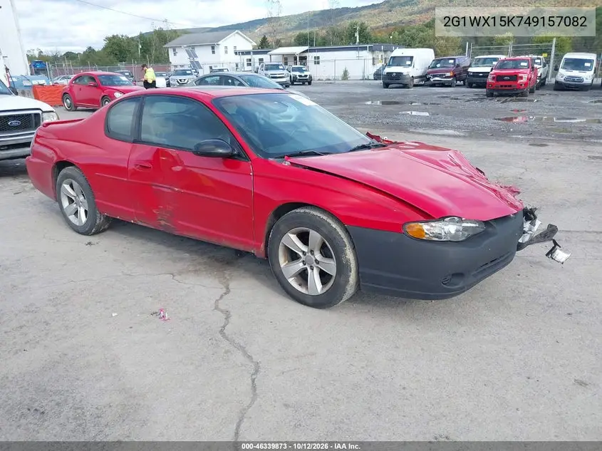 CHEVROLET MONTE CARLO 2004, VIN 2G1WX15K749157082