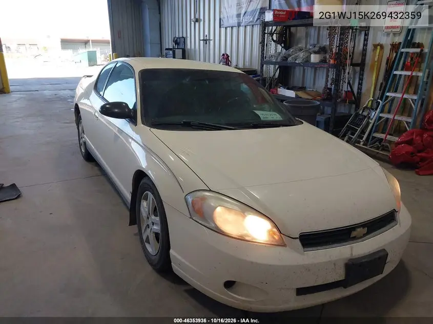 CHEVROLET MONTE CARLO 2006, VIN 2G1WJ15K269432359