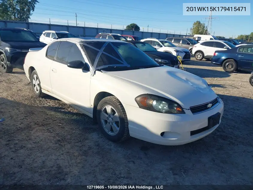 CHEVROLET MONTE CARLO 2007, VIN 2G1WK15K179415471