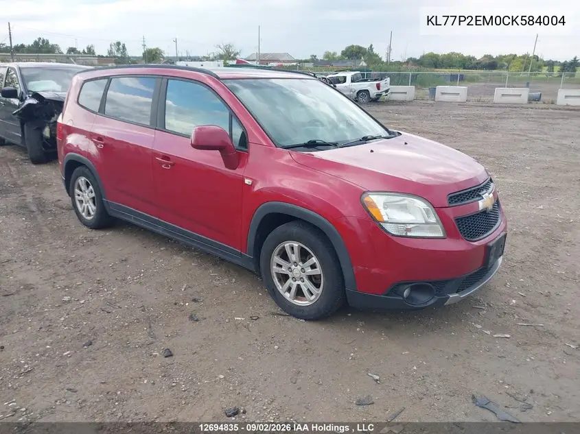CHEVROLET ORLANDO 2012, VIN KL77P2EM0CK584004