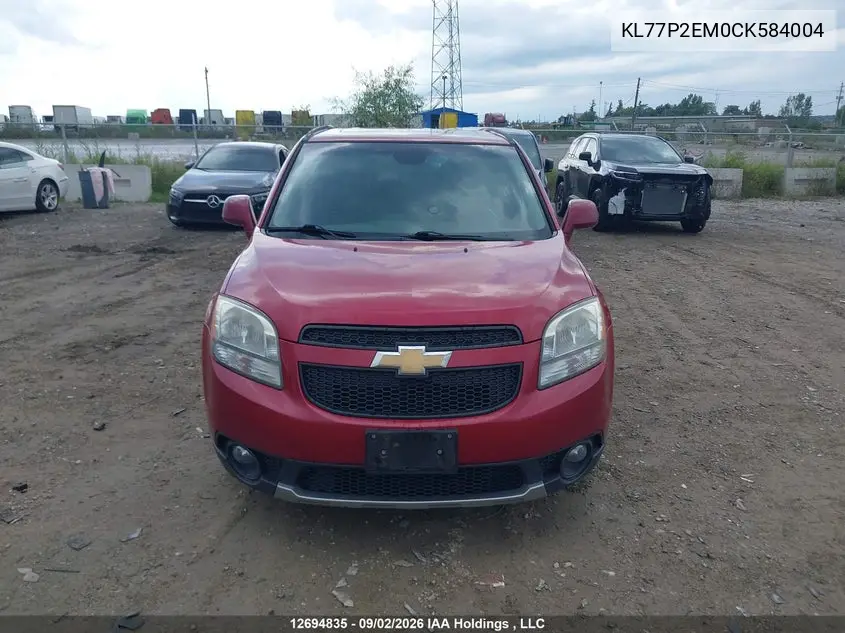 2012 CHEVROLET ORLANDO VIN KL77P2EM0CK584004 — фото 12