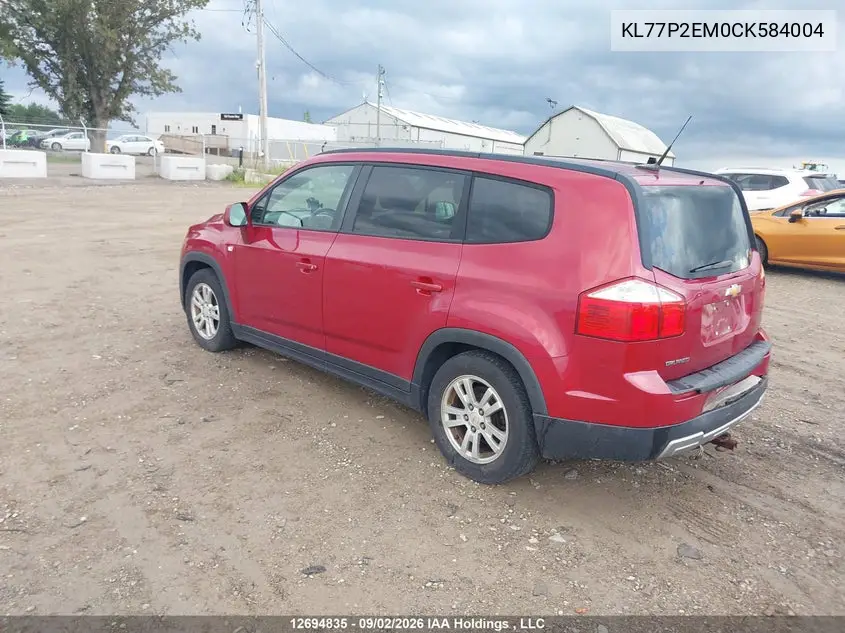 2012 CHEVROLET ORLANDO VIN KL77P2EM0CK584004 — фото 3