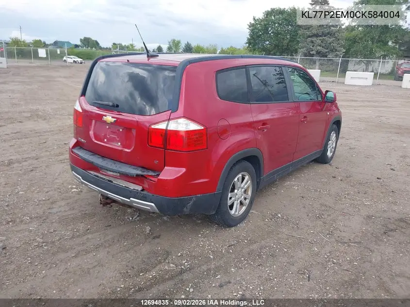 2012 CHEVROLET ORLANDO VIN KL77P2EM0CK584004 — фото 4