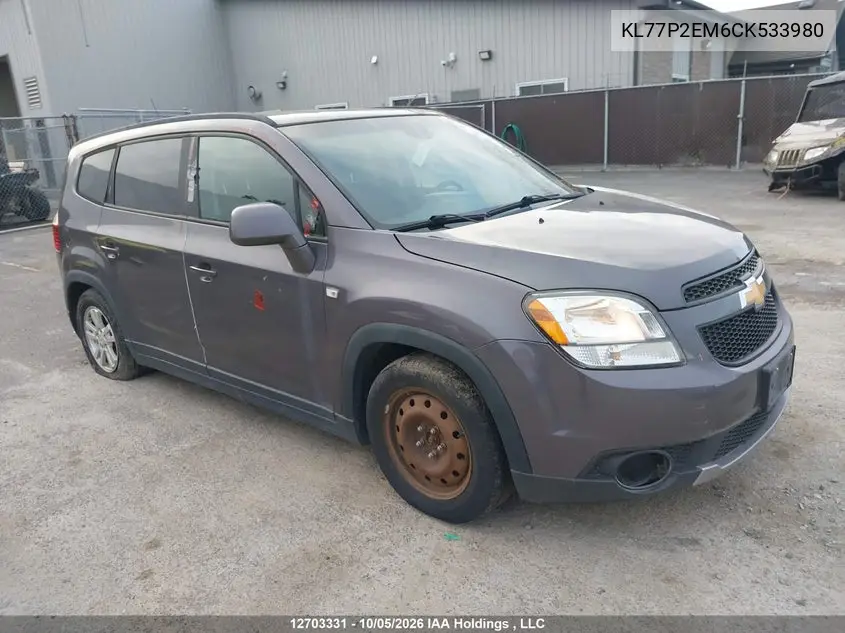 CHEVROLET ORLANDO 2012, VIN KL77P2EM6CK533980