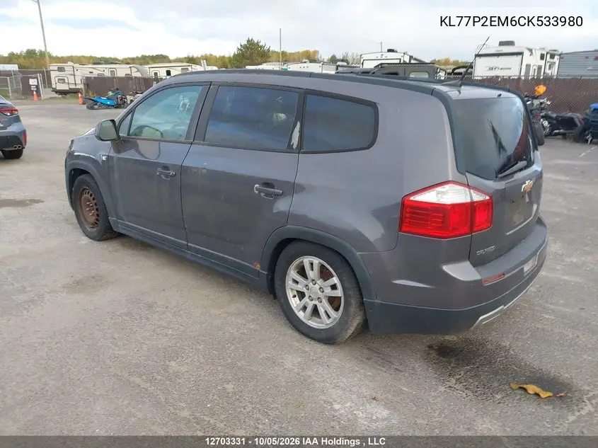 2012 CHEVROLET ORLANDO VIN KL77P2EM6CK533980 — фото 3