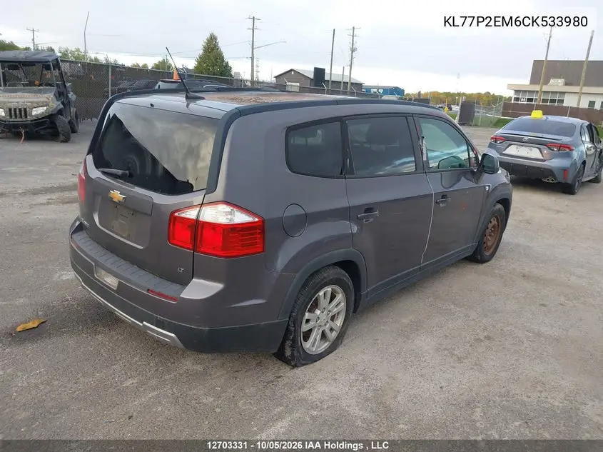 2012 CHEVROLET ORLANDO VIN KL77P2EM6CK533980 — фото 6