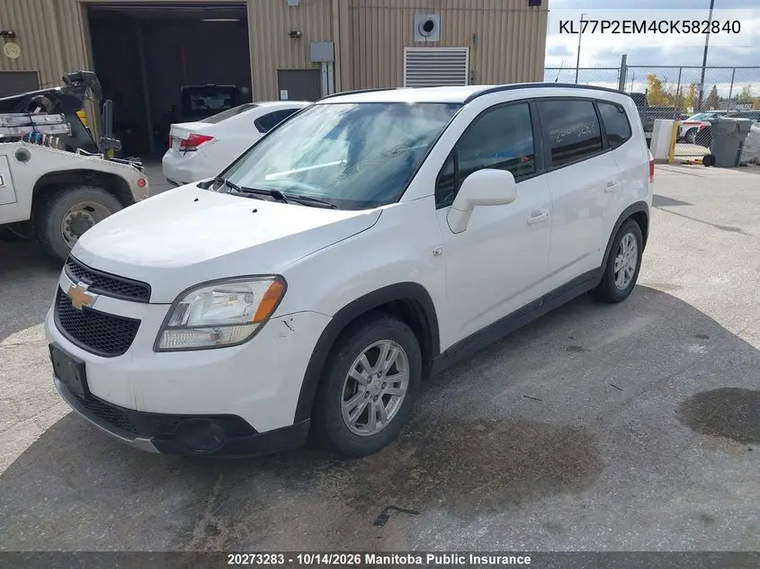 2012 CHEVROLET ORLANDO VIN KL77P2EM4CK582840 — фото 2