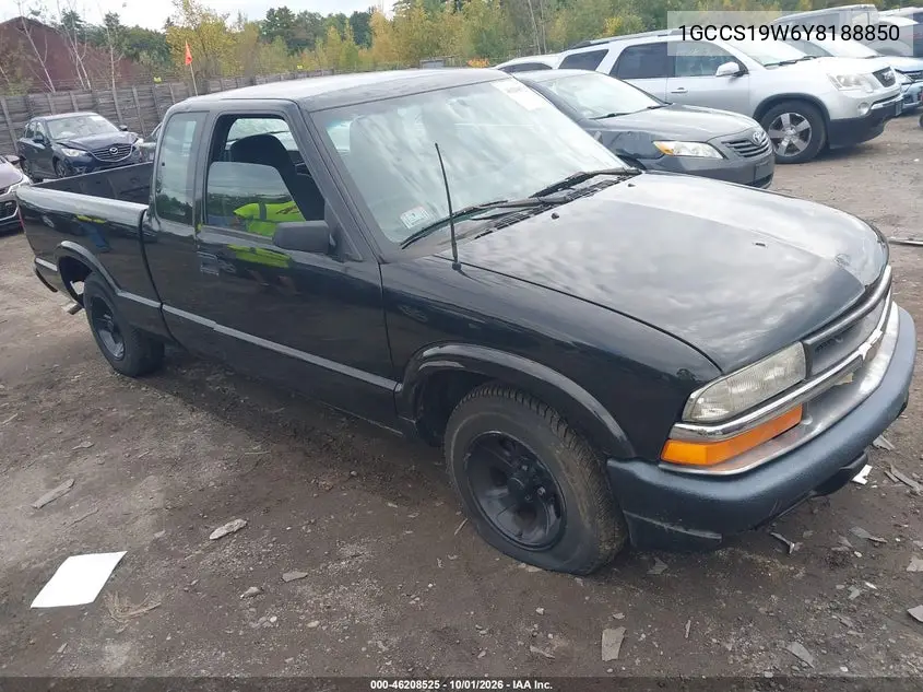 CHEVROLET S-10 PICKUP 2000, VIN 1GCCS19W6Y8188850