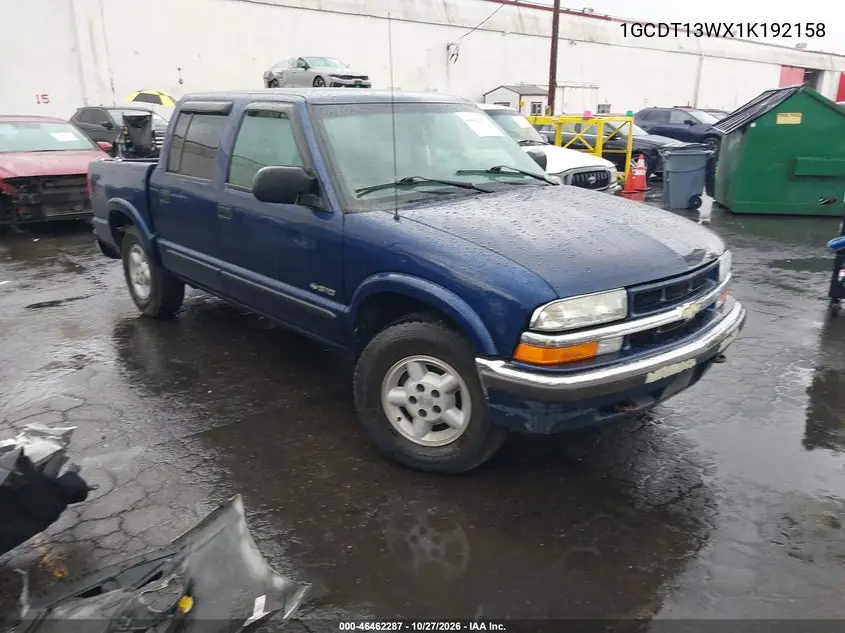 CHEVROLET S-10 PICKUP 2001, VIN 1GCDT13WX1K192158
