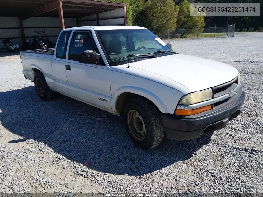 CHEVROLET S-10 PICKUP 2002, VIN 1GCCS195428251474
