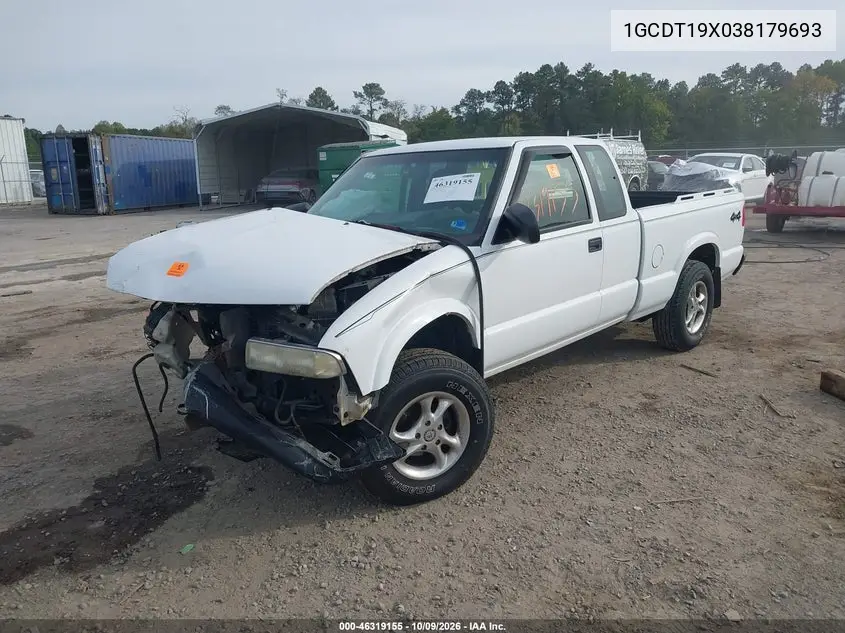 2003 CHEVROLET S-10 PICKUP VIN 1GCDT19X038179693 — фото 2