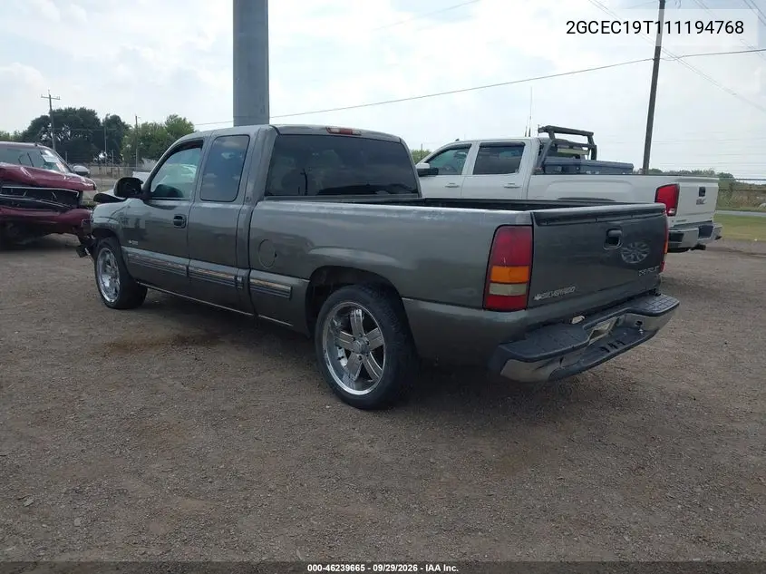 2001 CHEVROLET SILVERADO VIN 2GCEC19T111194768 — фото 3