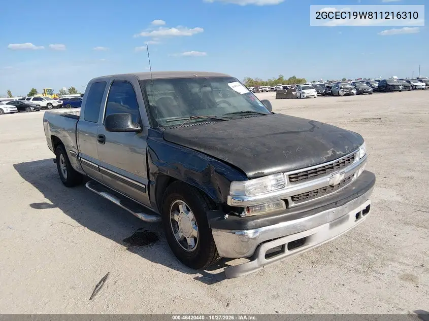 CHEVROLET SILVERADO 2001, VIN 2GCEC19W811216310