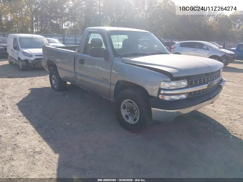 CHEVROLET SILVERADO 2001, VIN 1GCGC24U11Z264274
