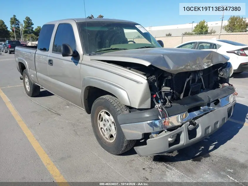 CHEVROLET SILVERADO 2003, VIN 1GCEK19T13E347380