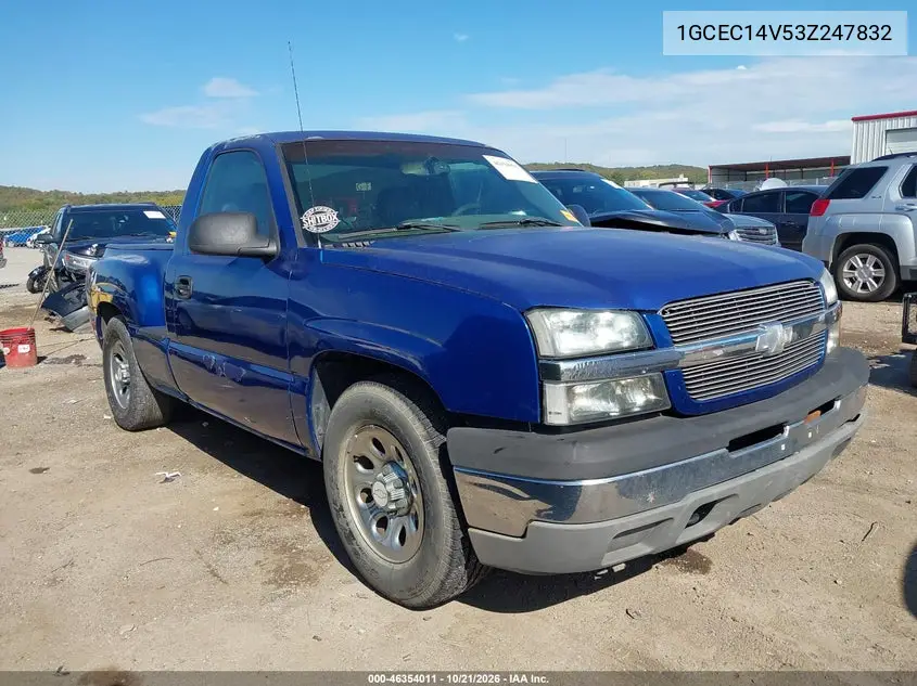 CHEVROLET SILVERADO 2003, VIN 1GCEC14V53Z247832