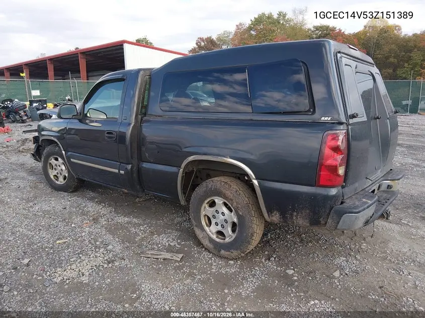 2003 CHEVROLET SILVERADO VIN 1GCEC14V53Z151389 — фото 3