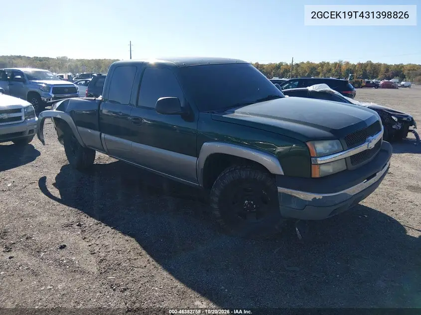 CHEVROLET SILVERADO 2003, VIN 2GCEK19T431398826