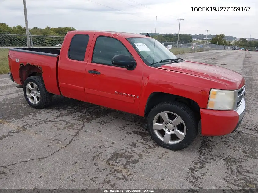 CHEVROLET SILVERADO 2007, VIN 1GCEK19J27Z559167