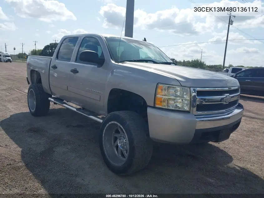 CHEVROLET SILVERADO 2008, VIN 3GCEK13M48G136112