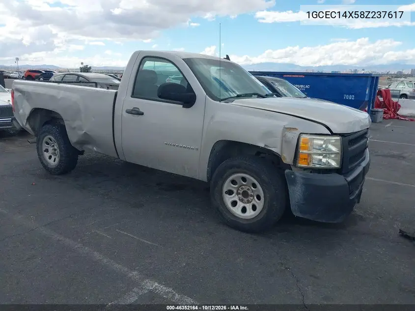 CHEVROLET SILVERADO 2008, VIN 1GCEC14X58Z237617