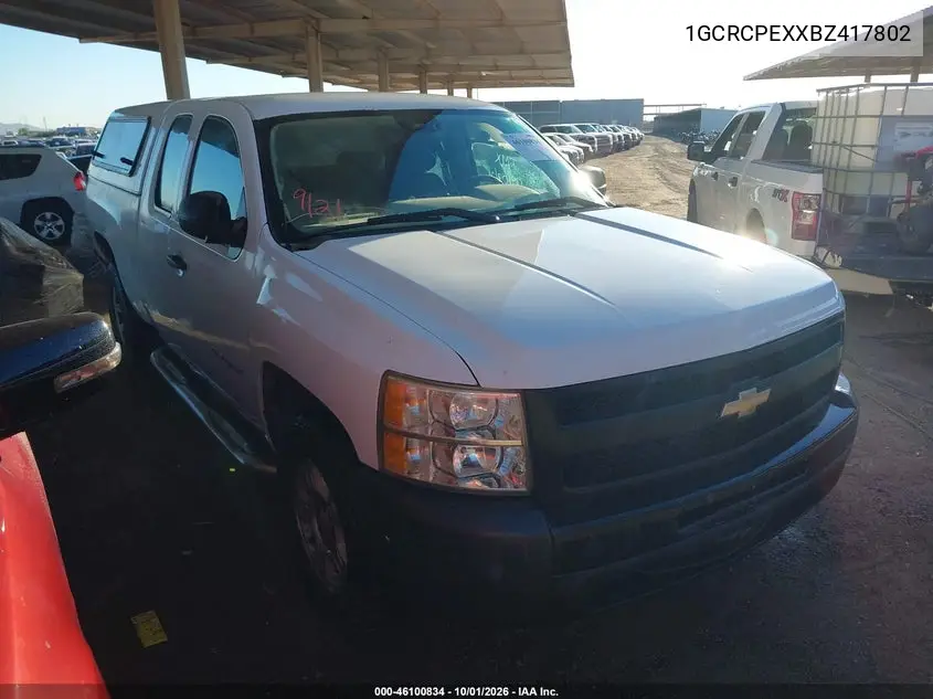 CHEVROLET SILVERADO 2011, VIN 1GCRCPEXXBZ417802