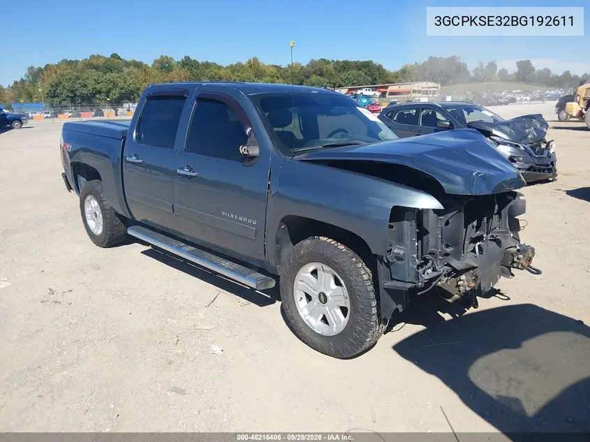CHEVROLET SILVERADO 2011, VIN 3GCPKSE32BG192611
