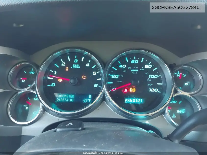 2012 CHEVROLET SILVERADO VIN 3GCPKSEA5CG278401 — фото 7
