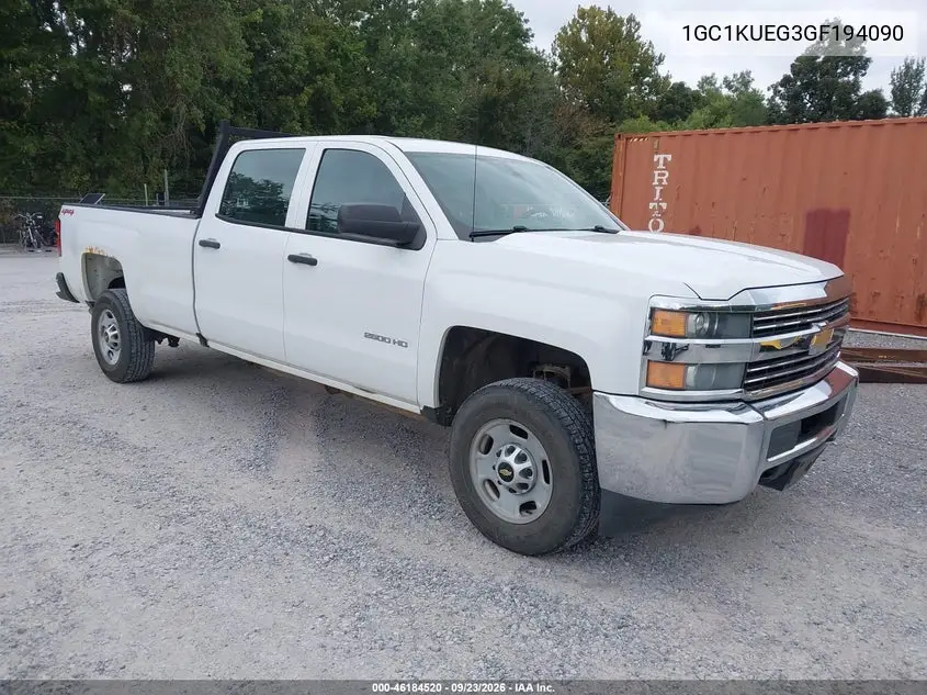 CHEVROLET SILVERADO 2016, VIN 1GC1KUEG3GF194090