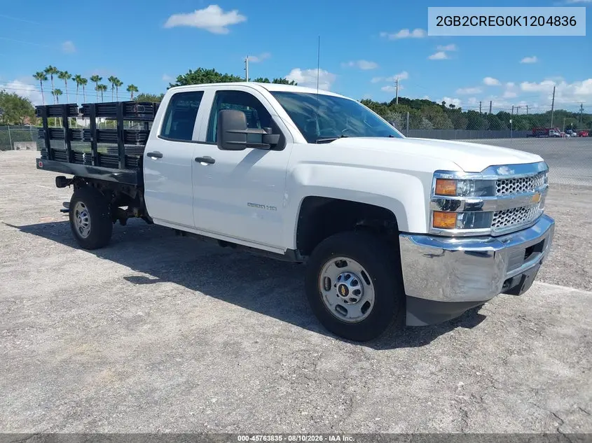 CHEVROLET SILVERADO 2019, VIN 2GB2CREG0K1204836