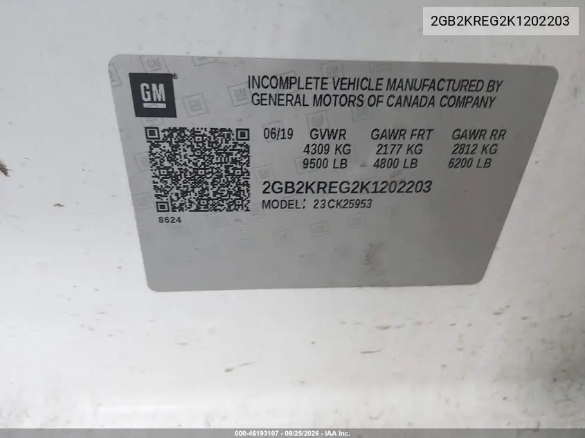 2019 CHEVROLET SILVERADO VIN 2GB2KREG2K1202203 — фото 9