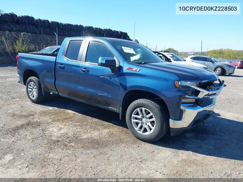 CHEVROLET SILVERADO 2019, VIN 1GCRYDED0KZ228503