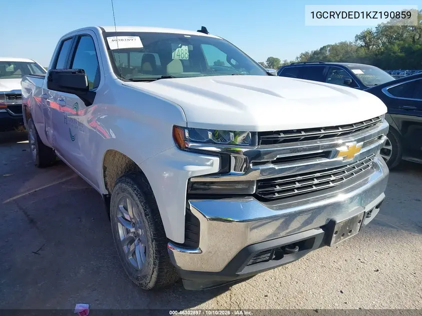 CHEVROLET SILVERADO 2019, VIN 1GCRYDED1KZ190859