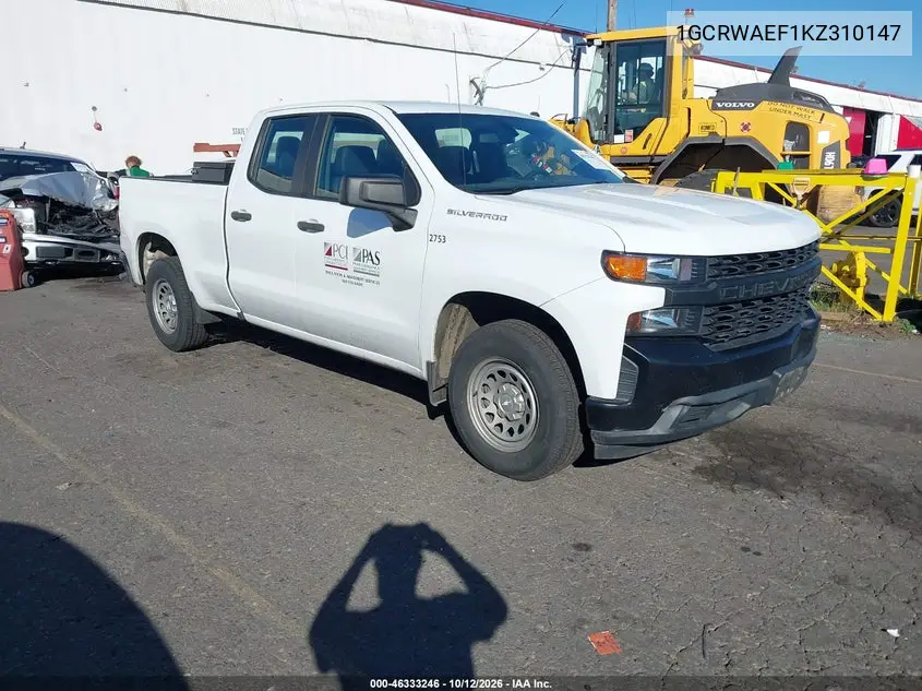 CHEVROLET SILVERADO 2019, VIN 1GCRWAEF1KZ310147