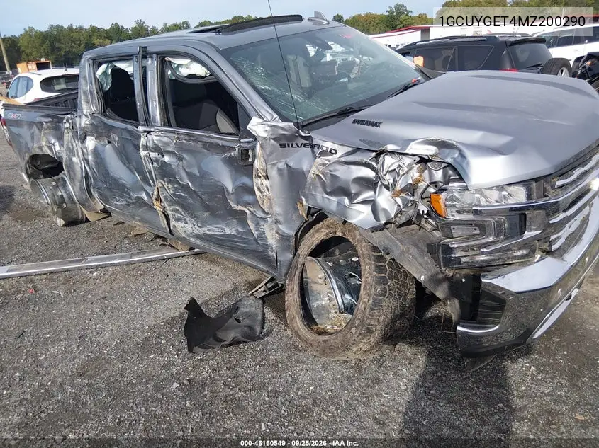 CHEVROLET SILVERADO 2021, VIN 1GCUYGET4MZ200290