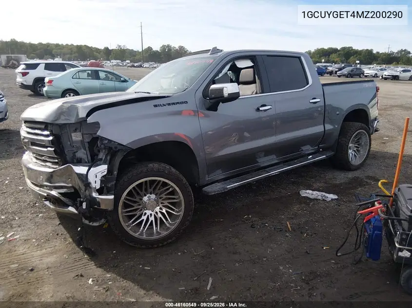 2021 CHEVROLET SILVERADO VIN 1GCUYGET4MZ200290 — фото 2
