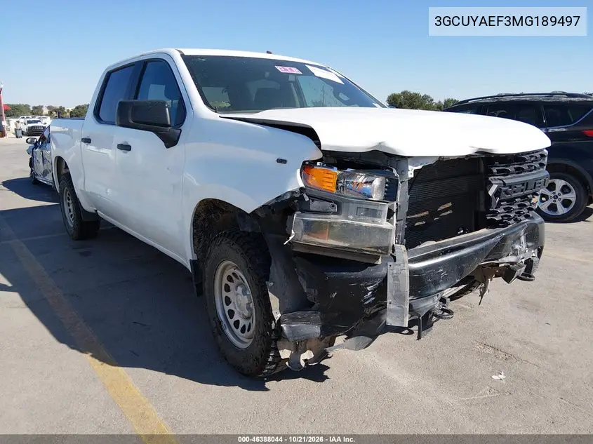 CHEVROLET SILVERADO 2021, VIN 3GCUYAEF3MG189497