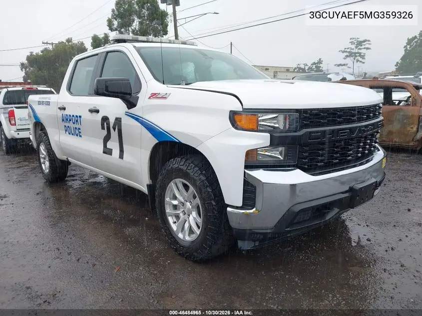 CHEVROLET SILVERADO 2021, VIN 3GCUYAEF5MG359326