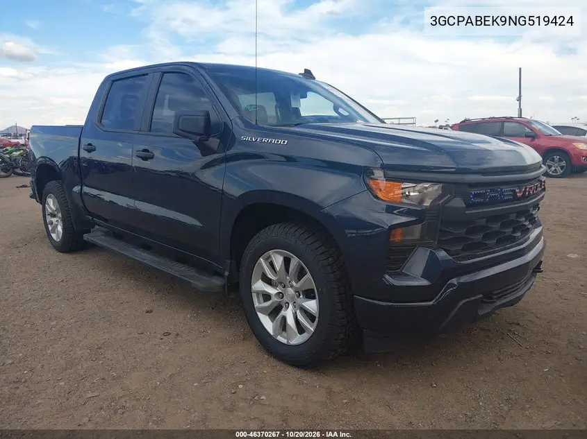 CHEVROLET SILVERADO 2022, VIN 3GCPABEK9NG519424