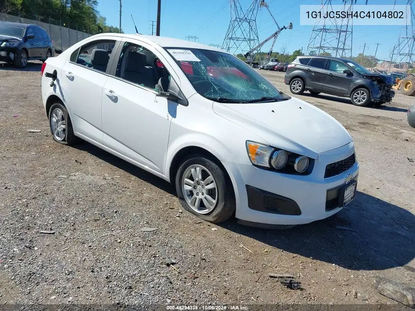 CHEVROLET SONIC 2012, VIN 1G1JC5SH4C4104802